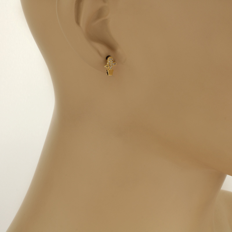 Cubic Zirconia Cactus Post Earrings - Image 2