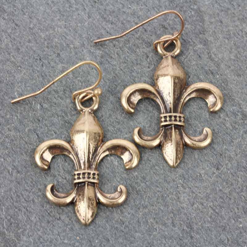 Fleur De Lis Fish Hook Earrings