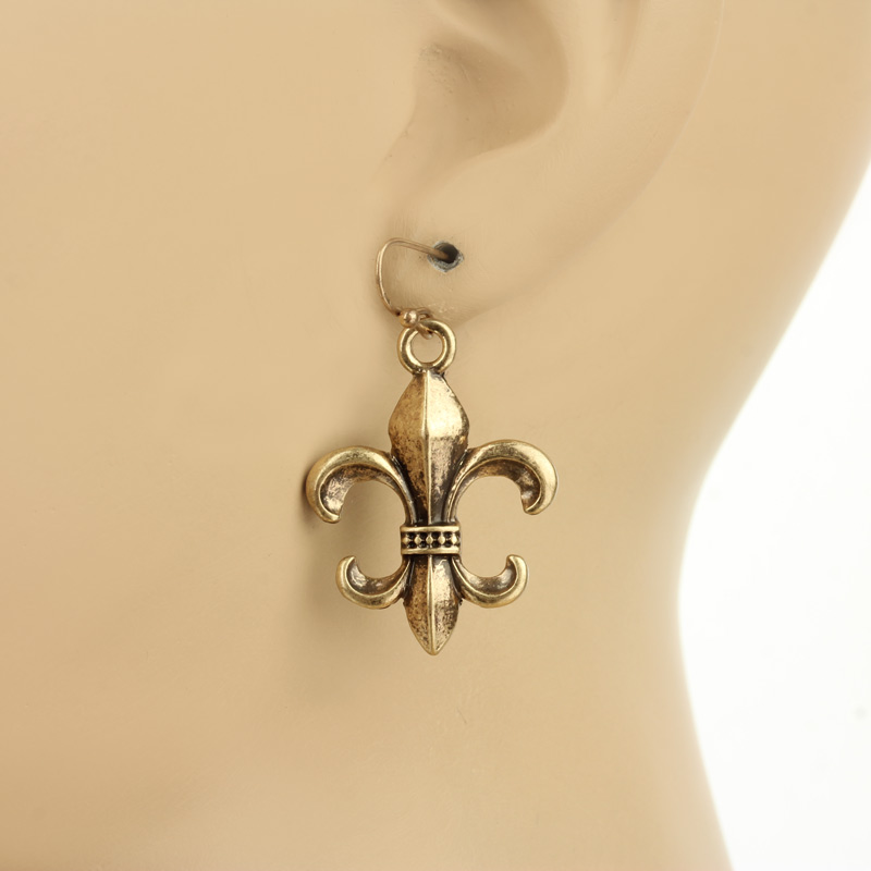 Fleur De Lis Fish Hook Earrings - Image 2