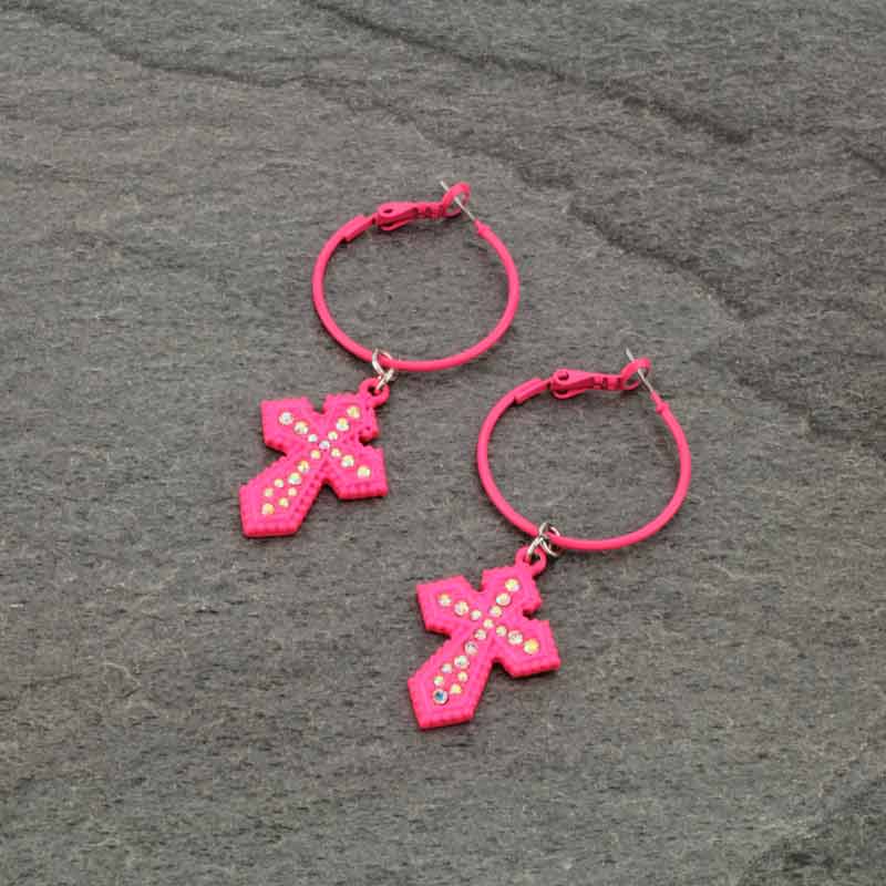 Cross Dangled Hoop Earrings