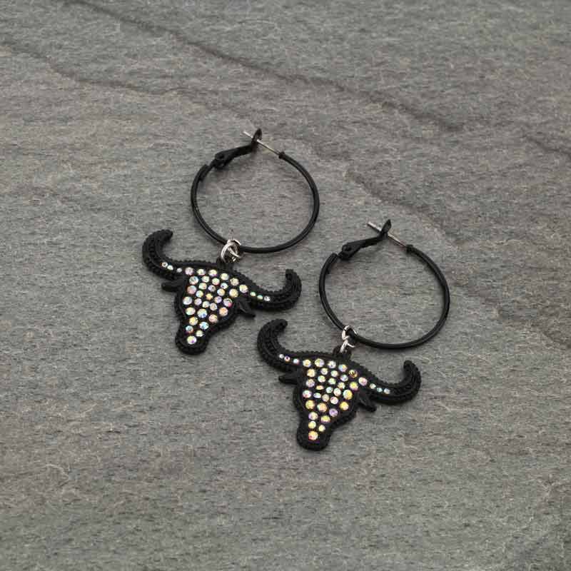 Steer Head Dangled Hoop Earrings