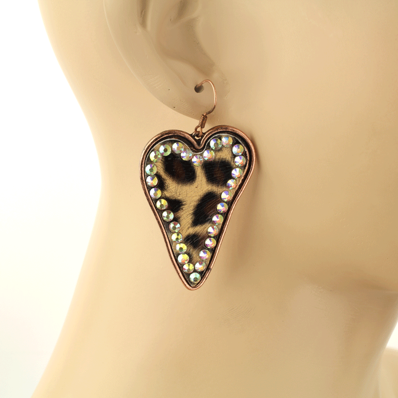 Heart Leather Fish Hook Earrings - Image 2