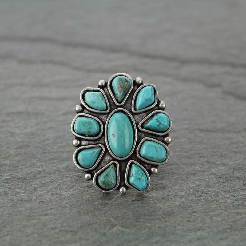 Big Natural Turquoise Adjustable Ring