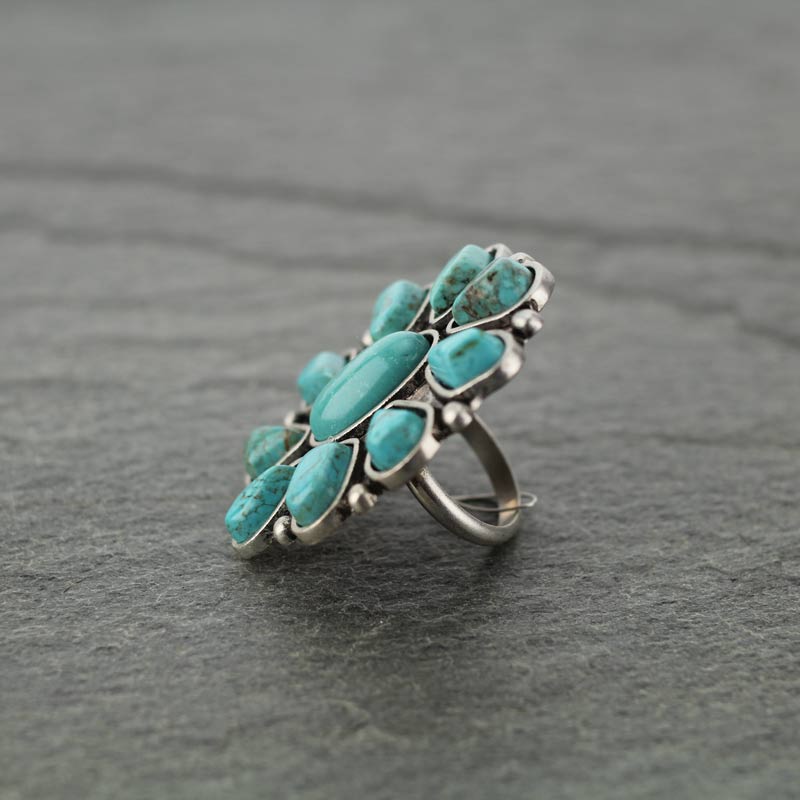 Big Natural Turquoise Adjustable Ring - Image 2