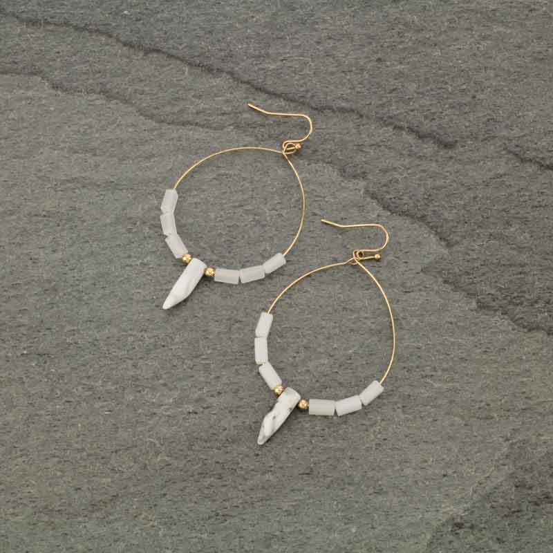 Stone Fish Hook Earrings