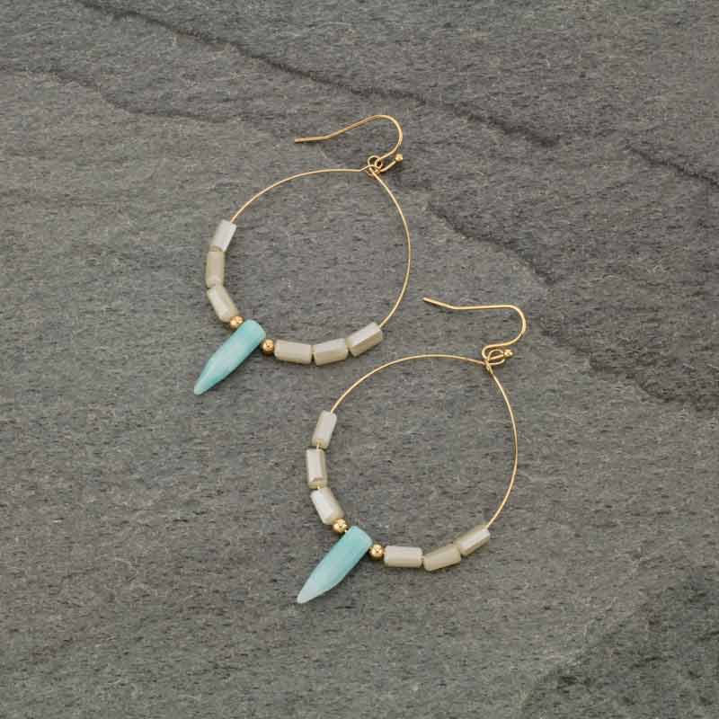 Stone Fish Hook Earrings