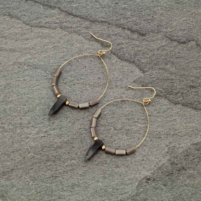Stone Fish Hook Earrings