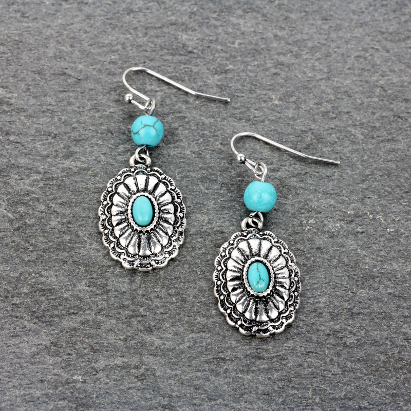 Western Concho Fish Hook Earrings