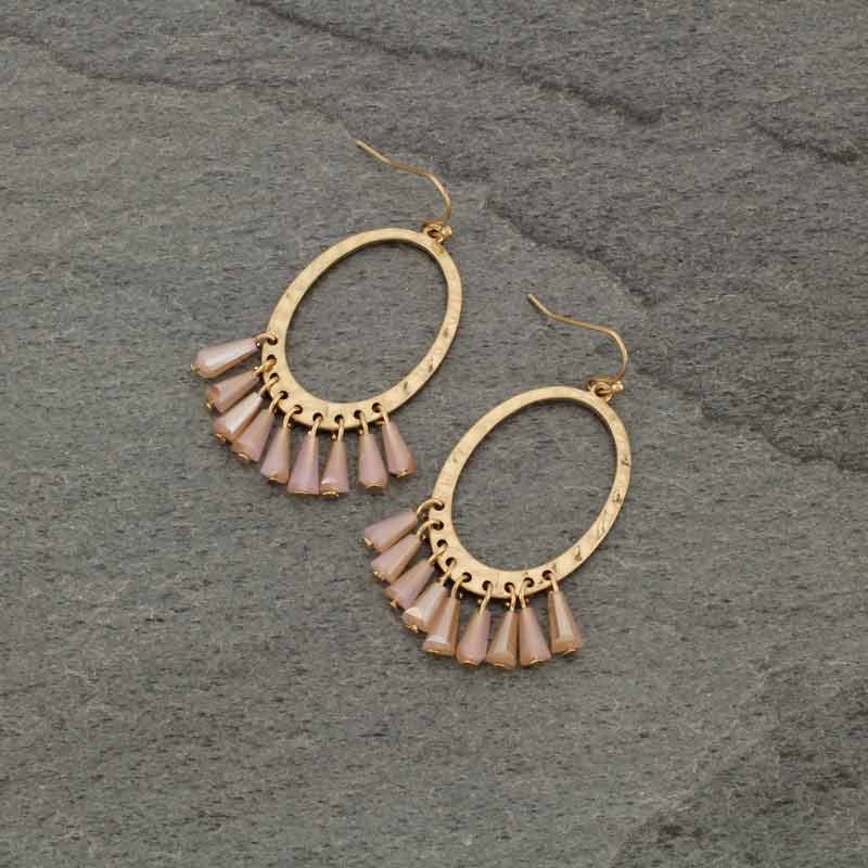 Stone Fish Hook Earrings