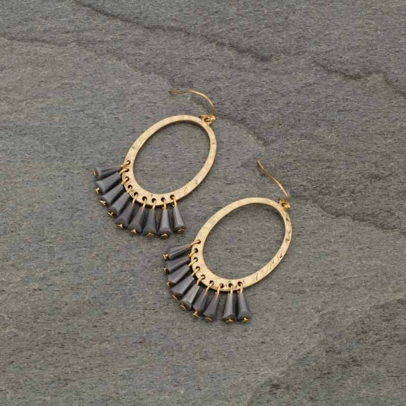 Stone Fish Hook Earrings