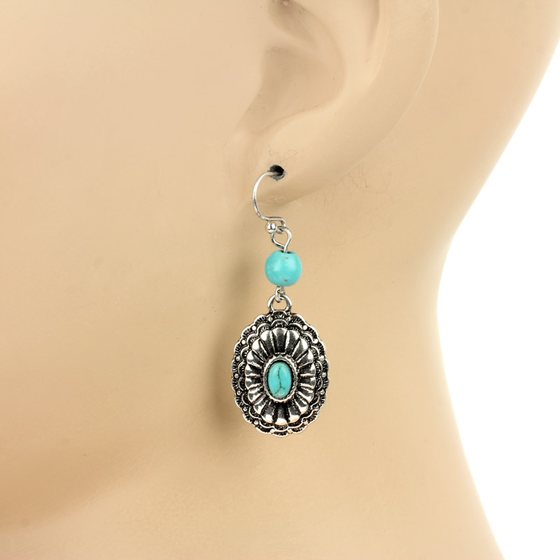 Western Concho Fish Hook Earrings - Image 2