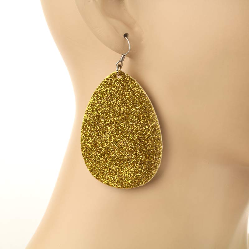 Glitter Bomb Teardrop Leather Earrings - Image 2