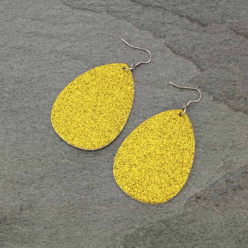 Glitter Bomb Teardrop Leather Earrings