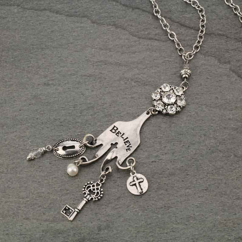 "Believe" Fork Pendant Necklace - Image 2