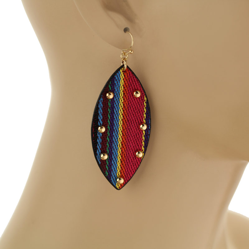 Ellipse Leather Fish Hook Earrings - Image 2