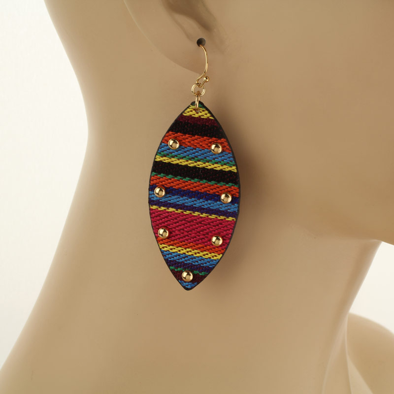 Ellipse Leather Fish Hook Earrings - Image 2