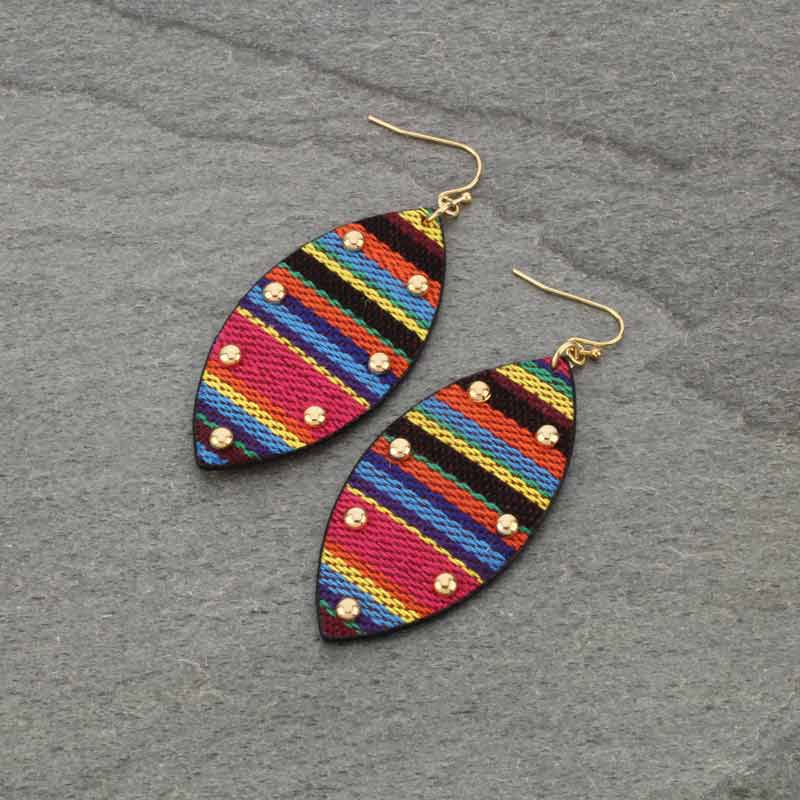 Ellipse Leather Fish Hook Earrings