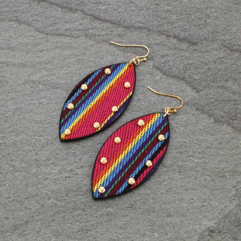 Ellipse Leather Fish Hook Earrings