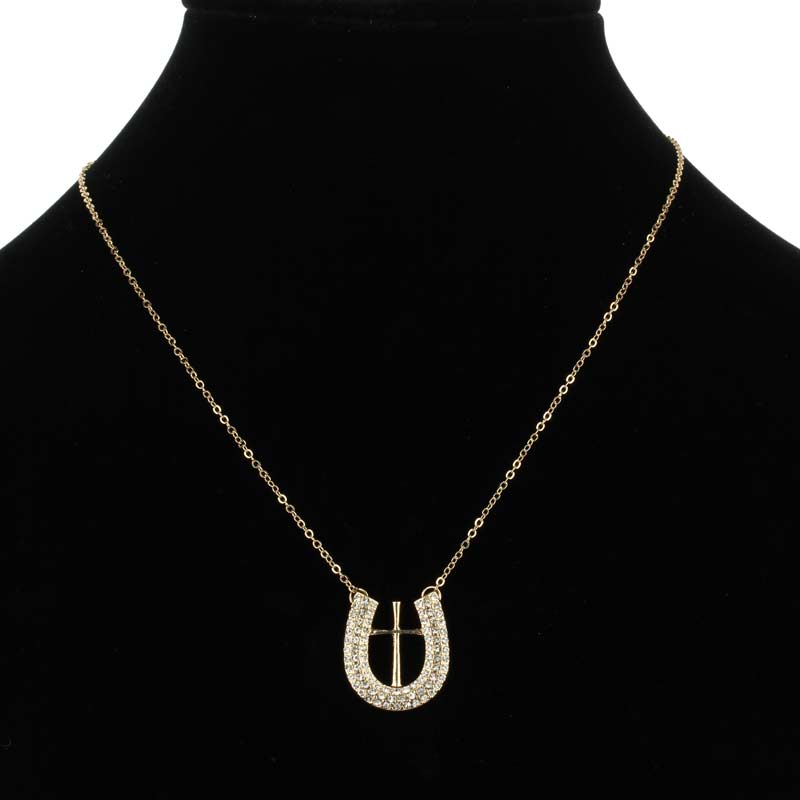 Horseshoe and Cross Pendant Necklace - Image 2