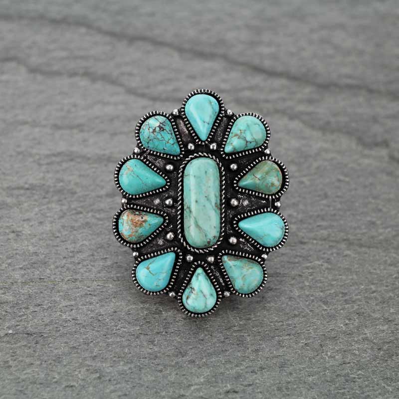 Big Natural Stone Adjustable Ring