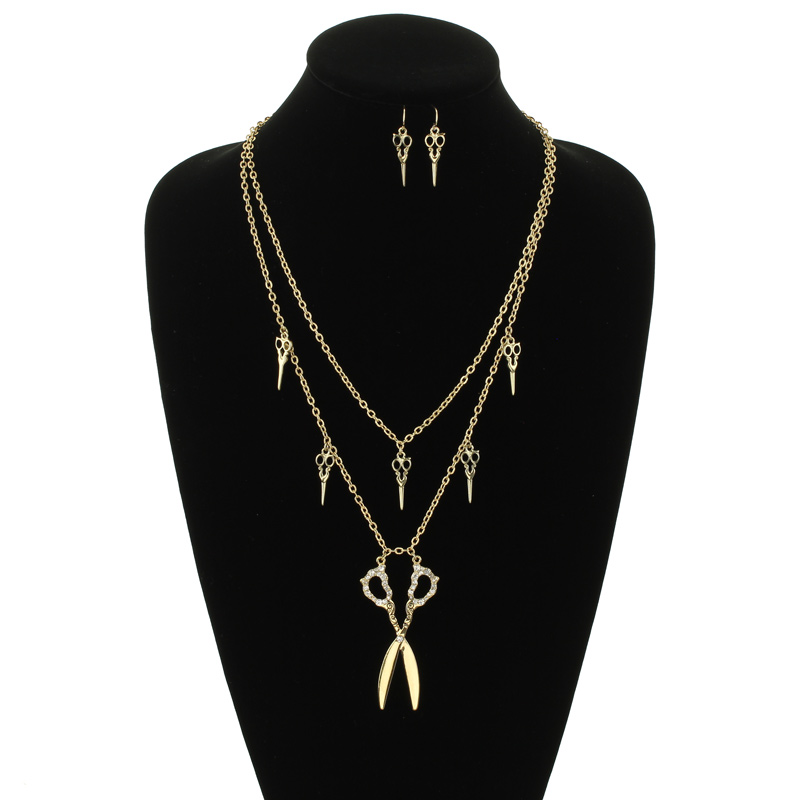 Scissors Pendant Necklace and Earring Set - Image 2