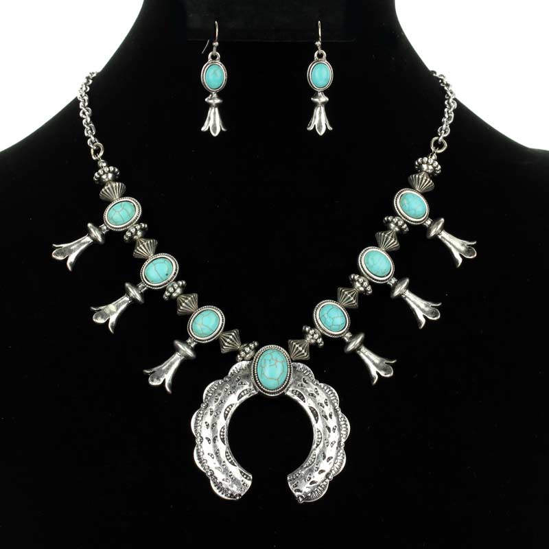 Turquoise Squash Blossom Necklace Set - Image 2