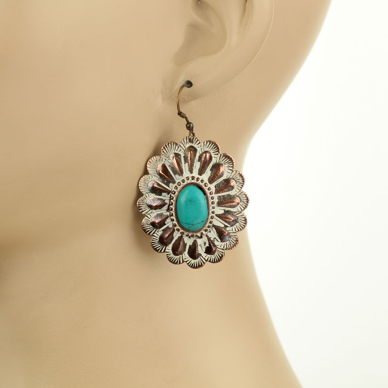 Western Handmade Concho Fish Hook Earrings - Image 2