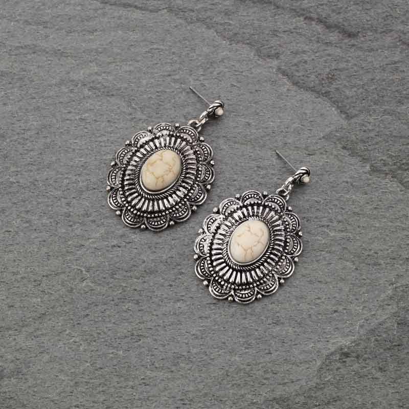 Navajo Style Oval Post Earrings