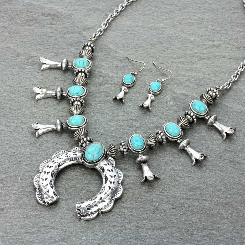 Turquoise Squash Blossom Necklace Set