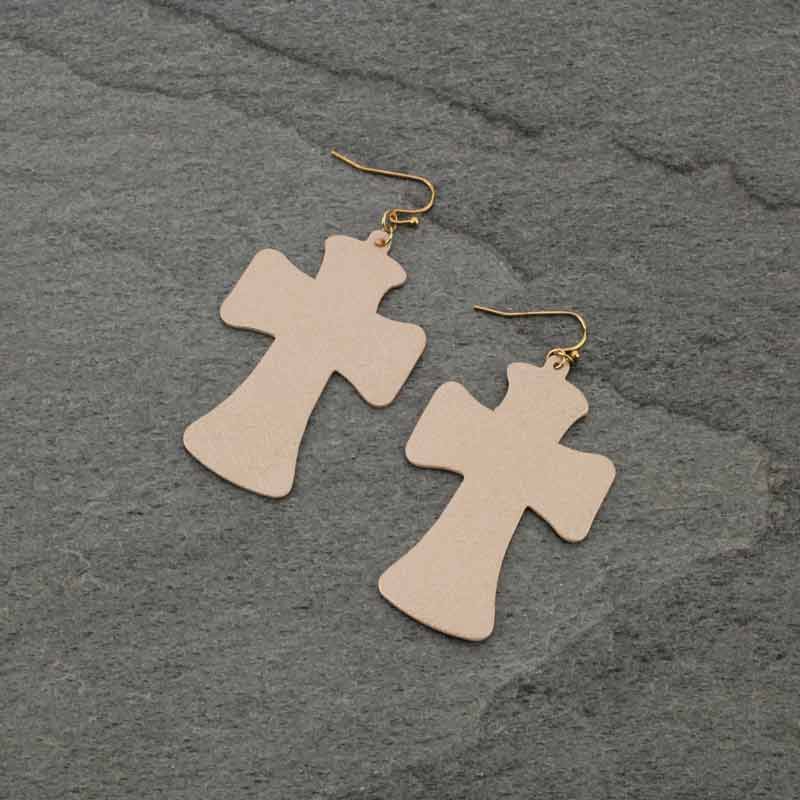 Synthetic Cross Leather Fish Hook Earrings