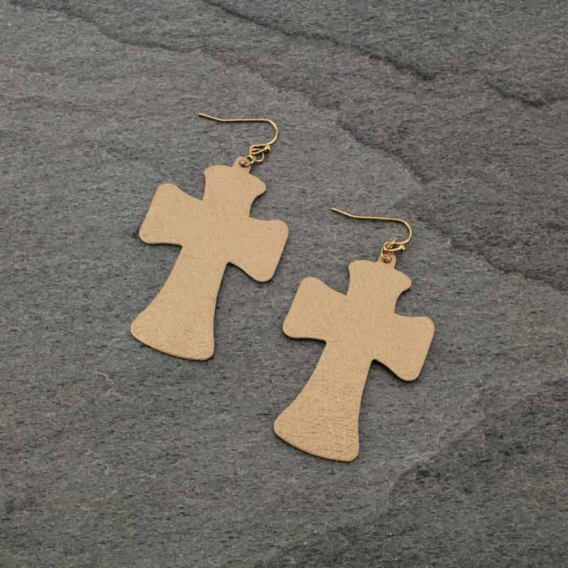 Synthetic Cross Leather Fish Hook Earrings
