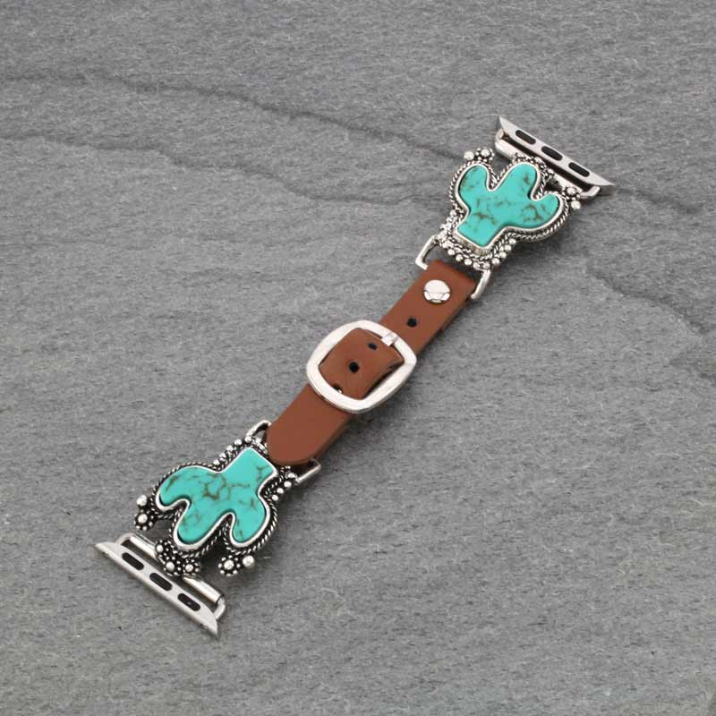 Western Cactus Apple Watch Leather Band