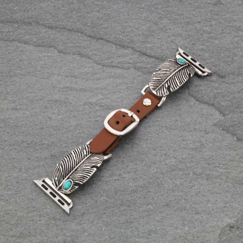 Western Feather Apple Watch Leather Band
