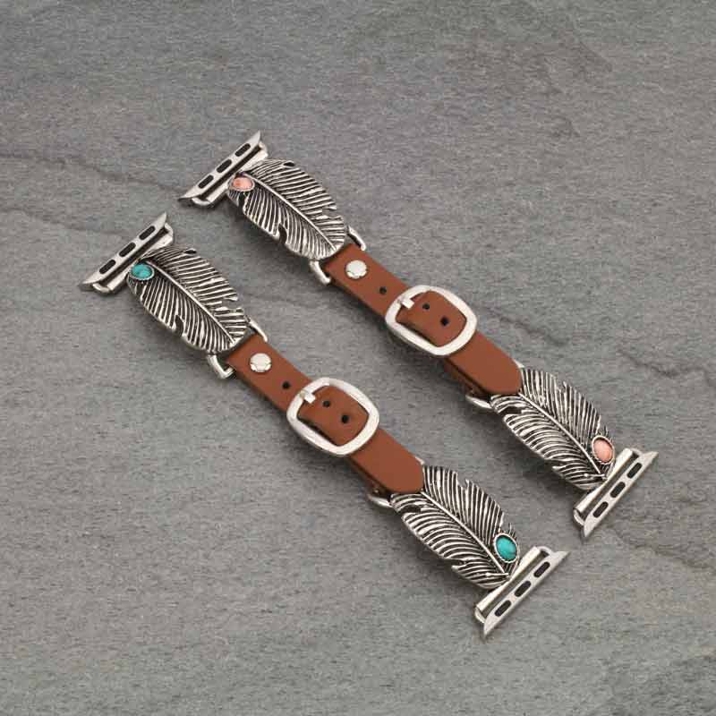 Western Feather Apple Watch Leather Band - Image 3