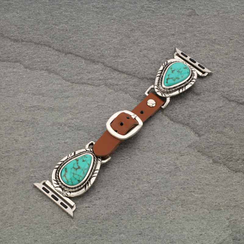 Large Western Oval Apple Watch Leather Band