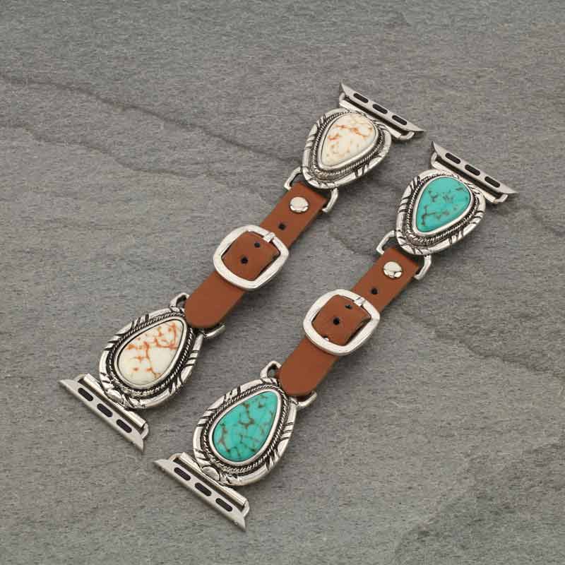 Large Western Oval Apple Watch Leather Band - Image 2