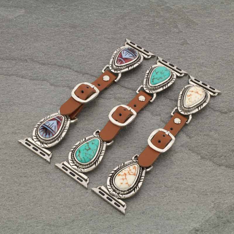 Large Western Oval Apple Watch Leather Band - Image 3