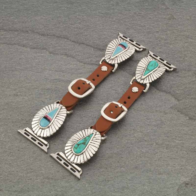 Large Western Design Apple Watch Leather Band - Image 3