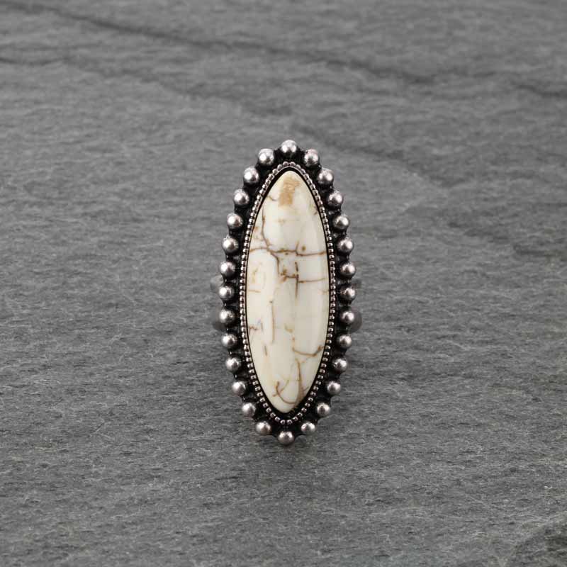 Natural White Stone Adjustable Ring