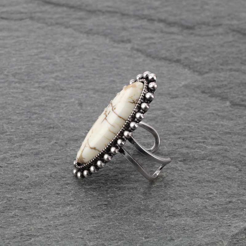 Natural White Stone Adjustable Ring - Image 2