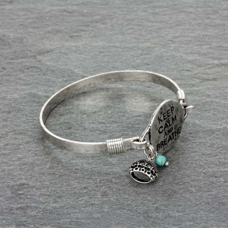 Western "KEEP CALM AND BREATHE" Wire Bracelet - Image 2