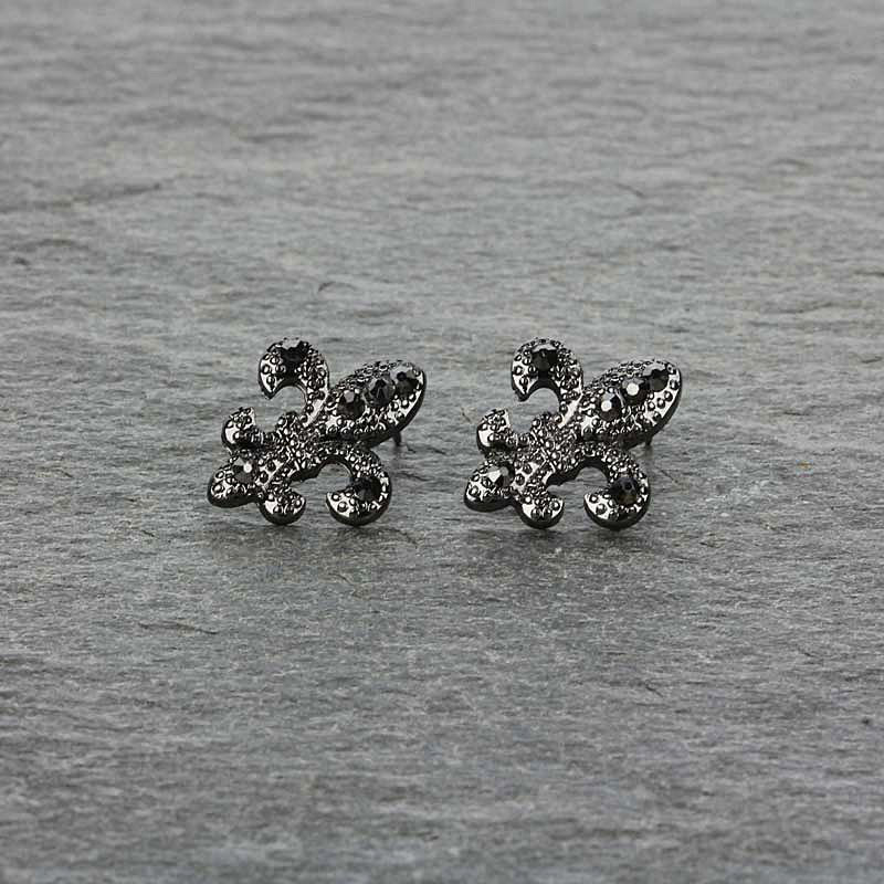 Fleur De Lis Rhinestone Earrings