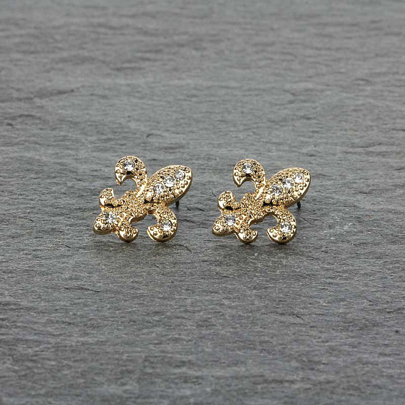 Fleur De Lis Rhinestone Earrings