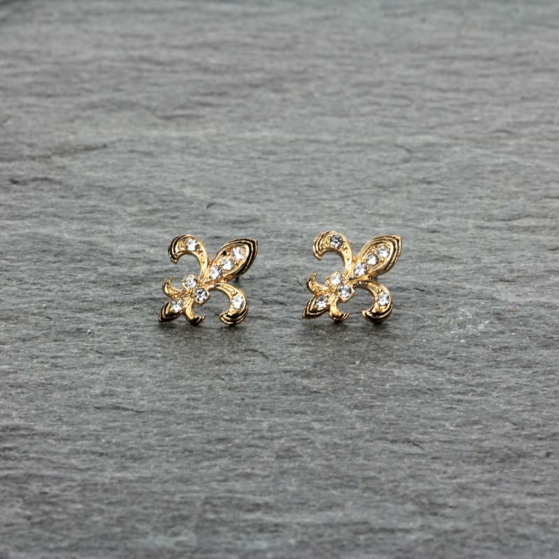Fleur De Lis Rhinestone Earrings