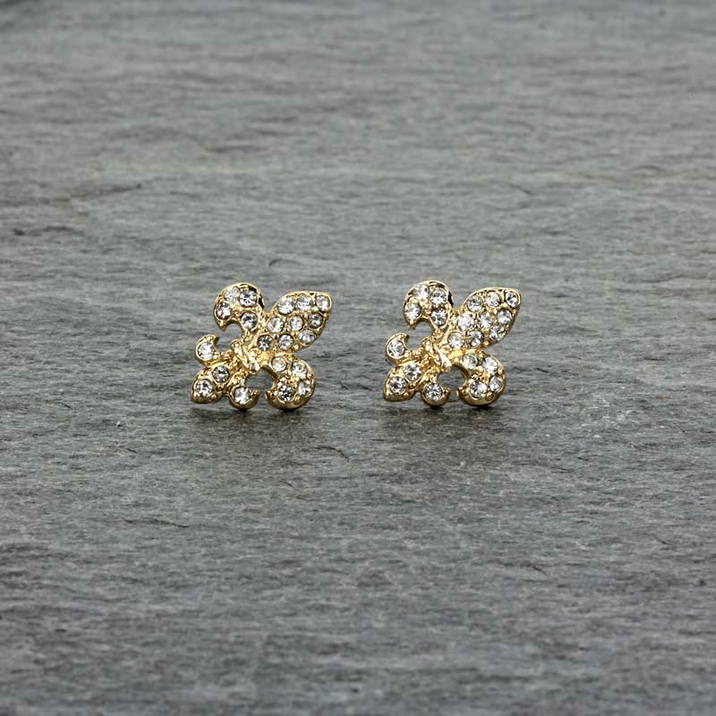 Fleur De Lis Rhinestone Earrings