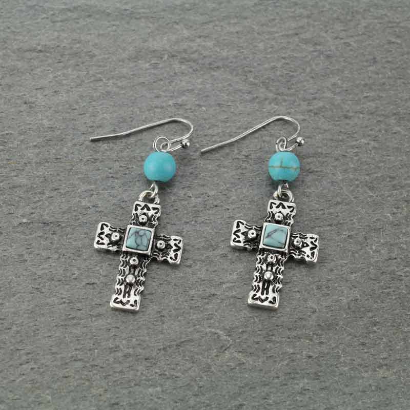 Western Cross Fish Hook Earrings
