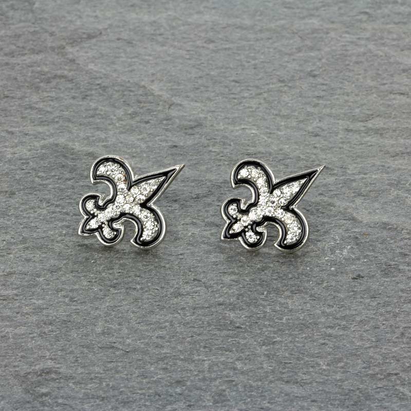 Fleur De Lis Rhinestone Earrings