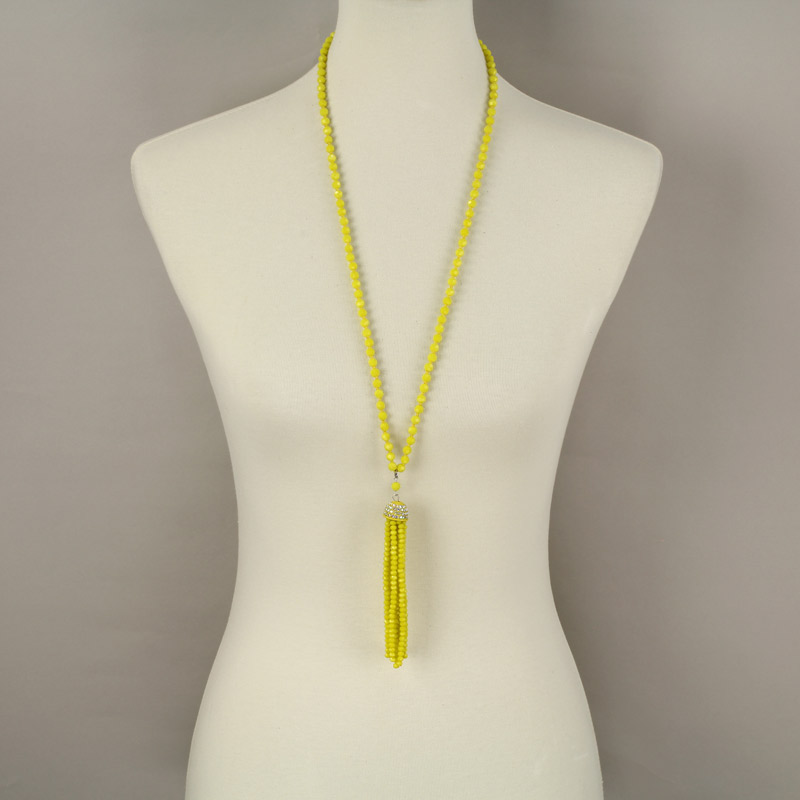 Glass Bead Tassel Necklace Set - Image 2