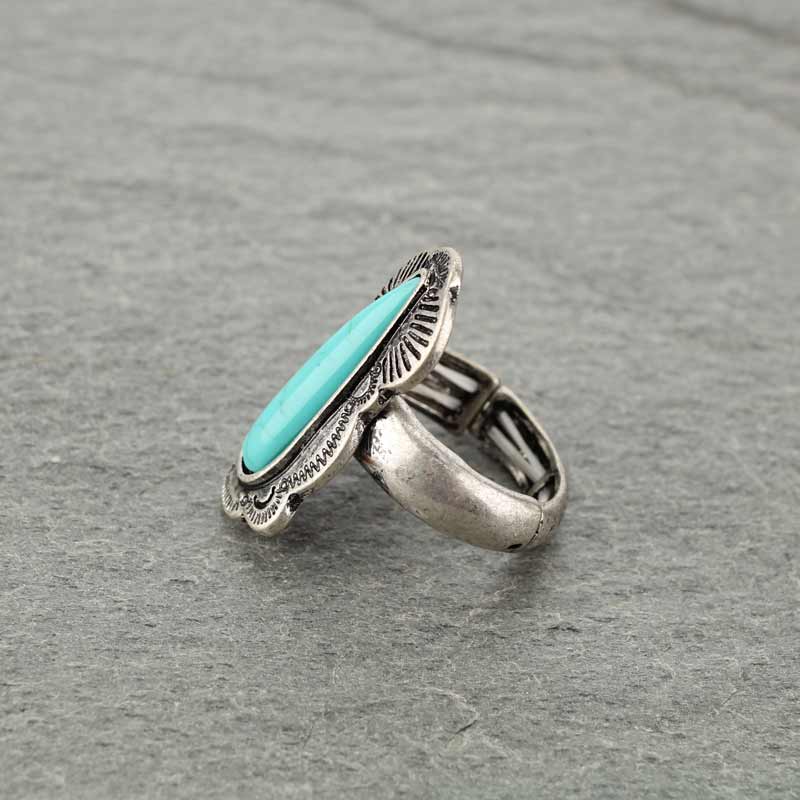 Western Turquoise Stretch Ring - Image 2
