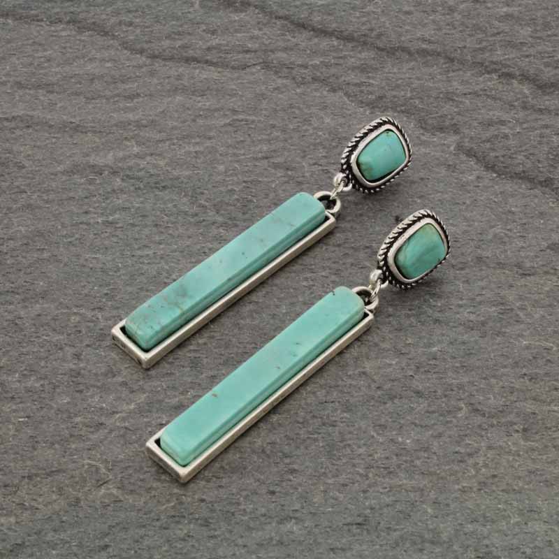 Natural Bar Stone Post Earrings